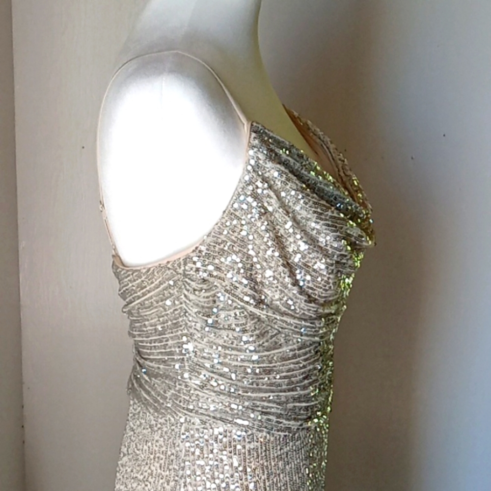 Eliza J Women's Sequins Maxi Dress Size 8 Silver Sleeveless - Picture 5 of 8